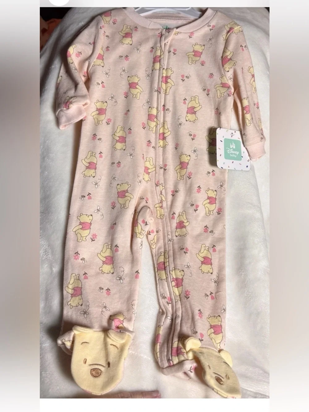Disney Pink Winnie the Pooh Footed One-Piece Pajamas